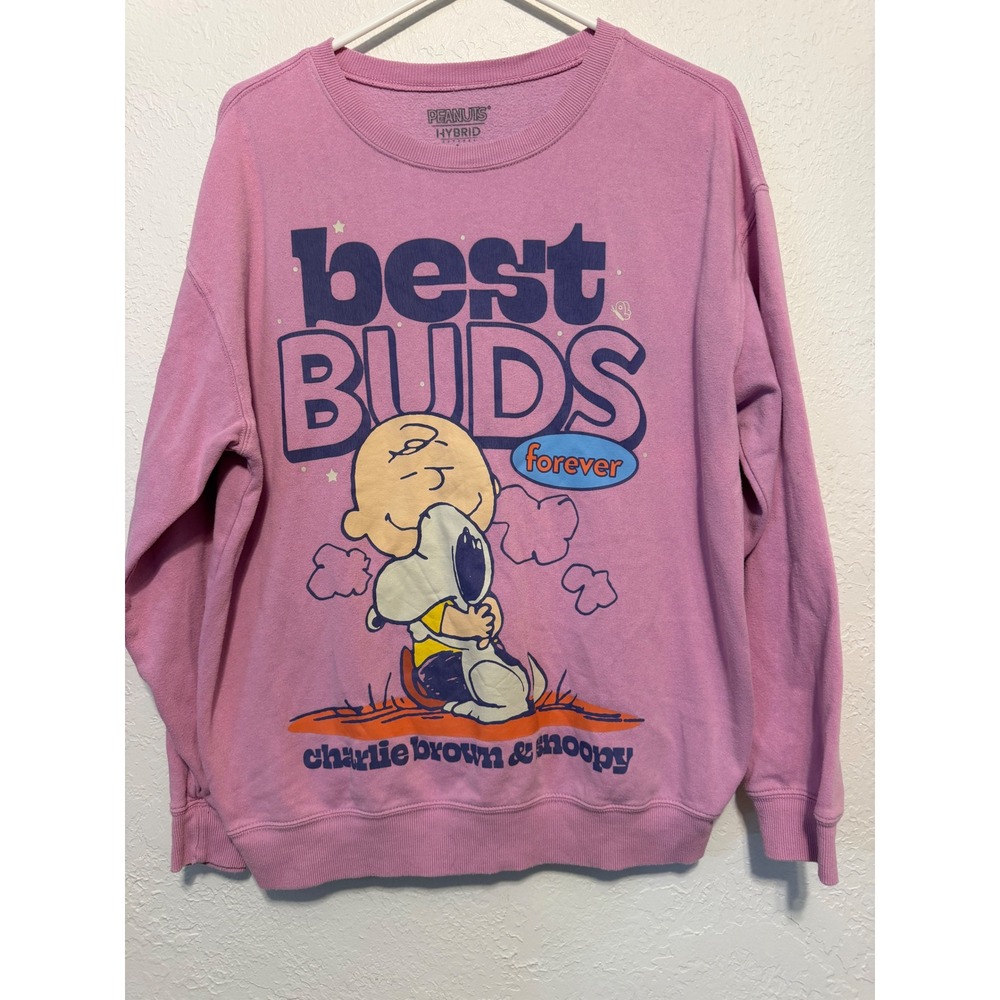 Peanuts Hybrid Charlie Brown Snoopy Best Buds Forever Pink Sweatshirt Large